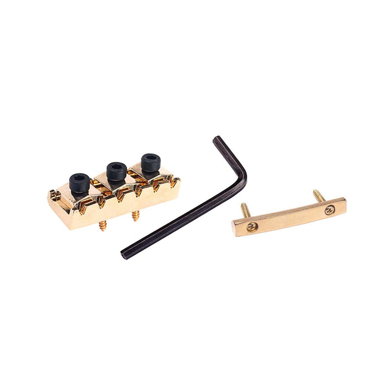 Alnicov Guitar Parts Locking Nut and String Tension Bars String Retainers 42mm for Floyd Rose Tremolo Bridge(Gold)