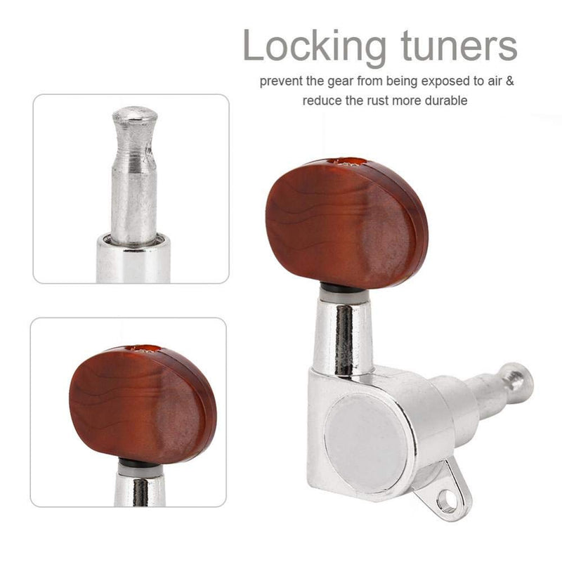 Guitar Machine Heads Knobs Acoustic Guitar String Tuning Pegs Tuner Machine Heads (3 for Left + 3 for Right) Silver