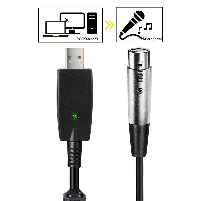 [AUSTRALIA] - Microphone USB Cable, LITMIND XLR Female to USB Adapter for Studio Recording, Karaoke - 10 Feet 
