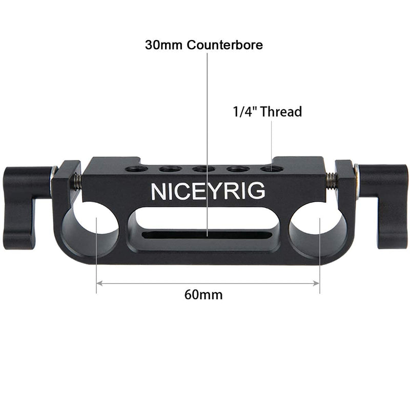 NICEYRIG 15mm Rod Clamp Railblock with 30mm Counterbore for 15mm Rail Rig Support System Follow Focus - 326