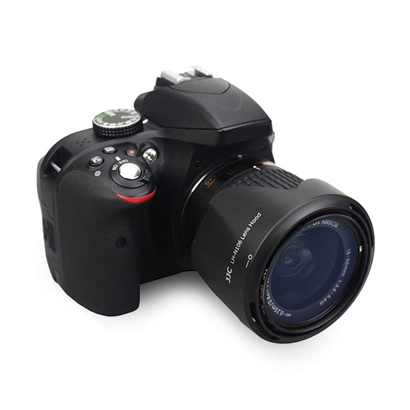 Camera Lens Hood JJC Lens Shade for Nikon AF-P DX NIKKOR 18-55mm f/3.5-5.6G VR Lens & Nikon 1 NIKKOR VR 10-100mm f/4-5.6 Lens Replaces Nikon HB-N106 Lens Hood no Vignetting Reverse Attaching -Black