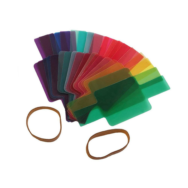 Eachbid 20 Colors/Pack Camera Flash Color Gels Lighting Filters Cards for Photographic Color Correction with 2 Gel-Bands