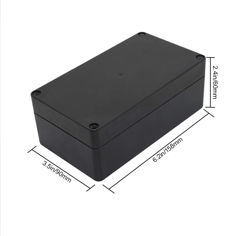 LeMotech ABS Plastic Electrical Project Case Power Junction Box, Project Box Black 6.2 x 3.5 x 2.4 inch (158 x 90 x 60 mm) 6.2"x3.5"x2.4" (Pack of 1)