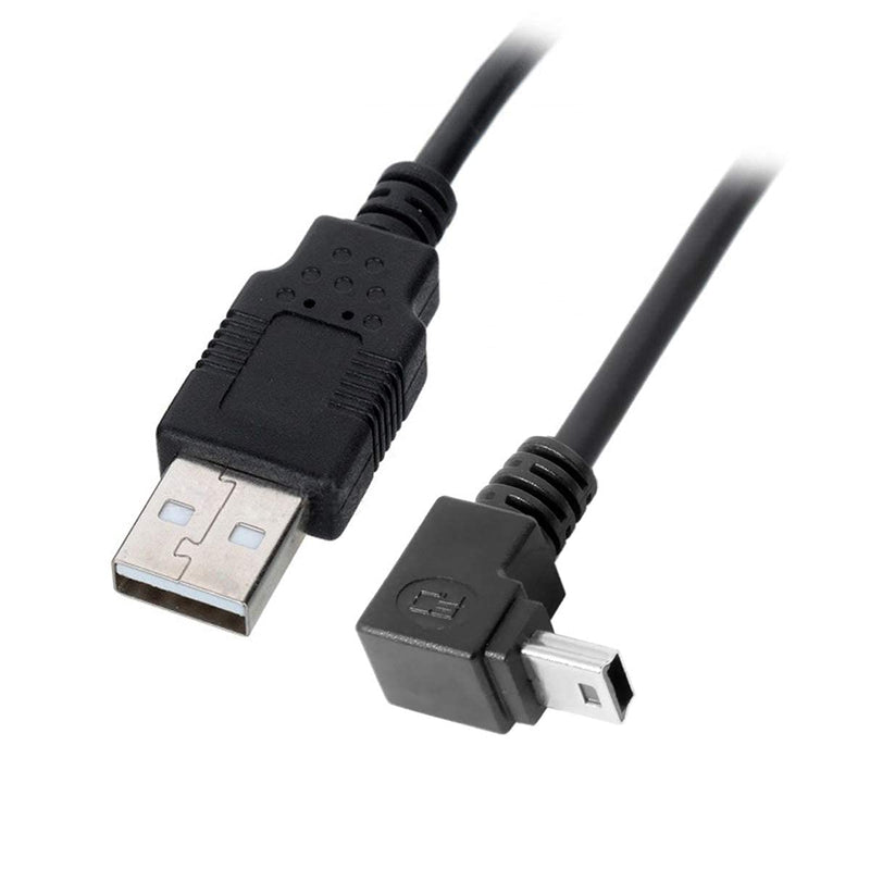 CY Down Angled 90 Degree Mini USB 2.0 B Type 5Pin Male to USB Male Data Cable 0.5m Black Down 0.5m