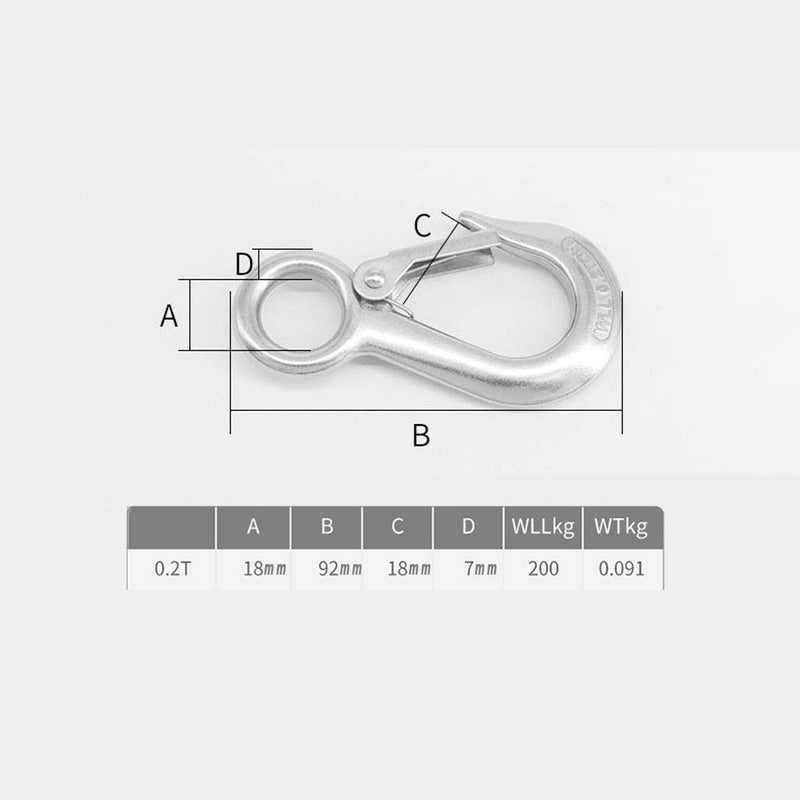 Alele Grab Hooks,Slip Hooks,304 Stainless Steel Lifting Hook Rigging Accessory,440 lbs.Work Load (Grab Hooks 0.2t) Grab Hooks 0.2t