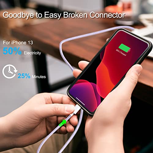 iPhone Charger [Apple MFi Certified] 6Pack 3/3/6/6/6/9 FT Long Lightning Cable Fast USB Charging High Speed Data Cord Compatible iPhone 14 13 12 11 Pro Max XR XS X 8 7 6 Plus SE - Pastel Cute Colors