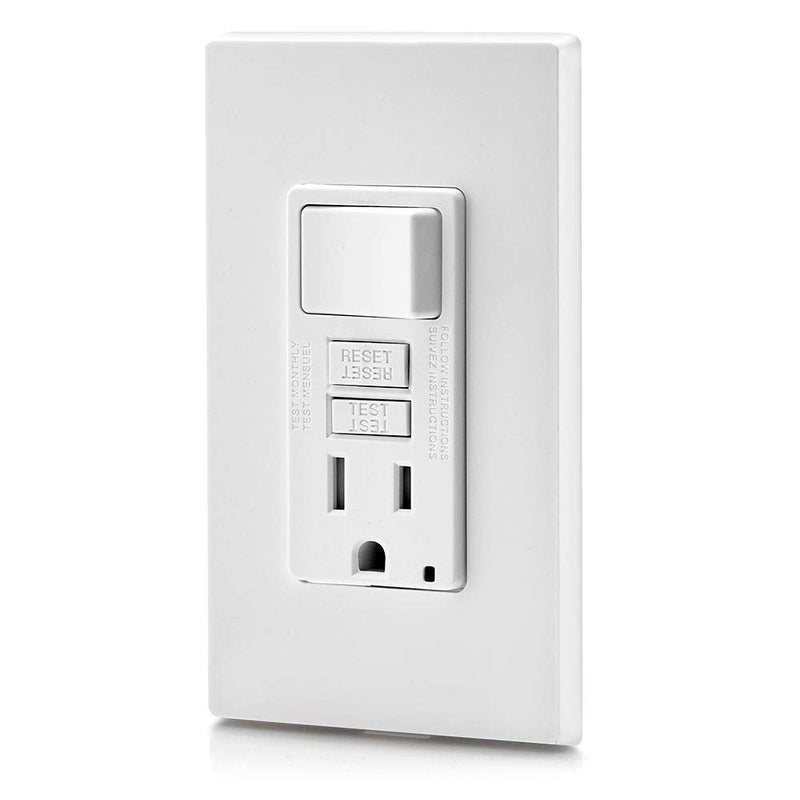 Leviton GFSW1-W Self-Test SmartlockPro Slim GFCI Combination Switch Tamper-Resistant Receptacle with LED Indicator, 15-Amp, White