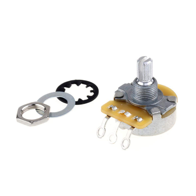 CTS 450 Series A/B500K Split Shaft Fine 24-Splines Audio/Linear Taper Potentiometer for Electric Guitar Bass, 10% Tolerance (2 Audio, 2 Linear) 500K Set