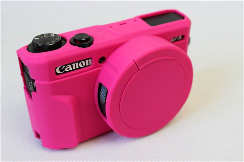 G7 X Mark II Case, BolinUS Fullbody Ultra-Thin Lightweight Rubber Soft Silicone Case Bag Cover for Canon PowerShot G7 X Mark II -Rosered Rosered