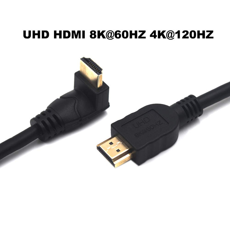 Kework 2 Feet Ultra HD HDMI 8K Cable, 90 Degree Down Angle HDMI 2.1 Version Male to Male High Speed Shield Cable for Xbox TV PS4 PS5 Switch, Support 8K@60HZ 4K@120HZ (Down-Straight) Down-Straight