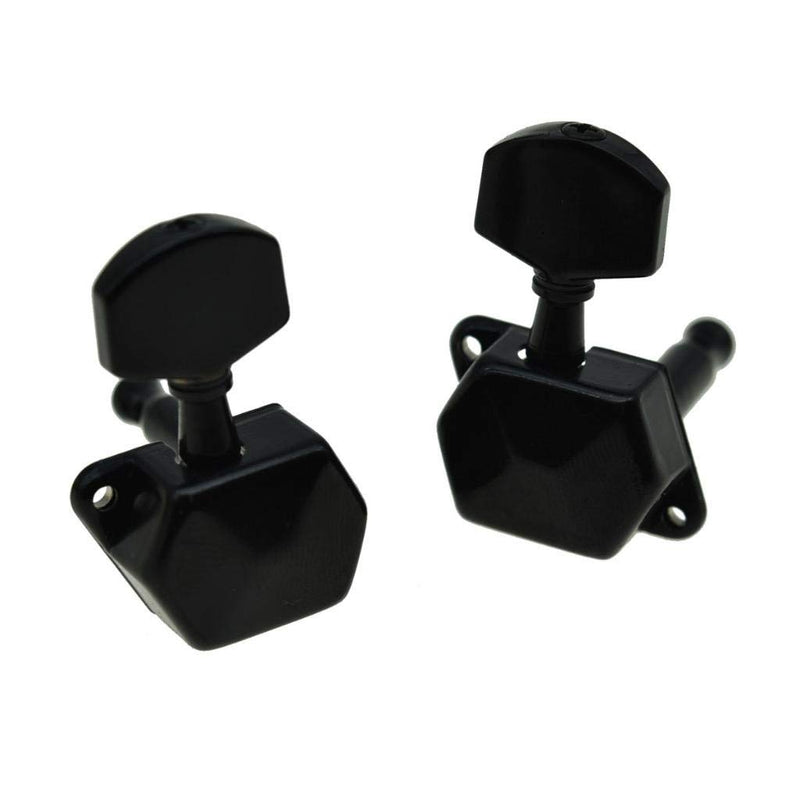 KAISH 6 Inline Semi-Closed Guitar Tuning Keys Pegs Guitar Tuners Machine Heads for Electric Guitars Black