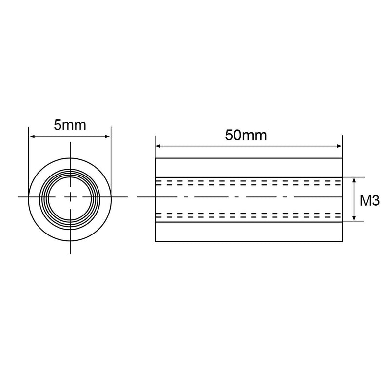 uxcell Round Aluminum Standoff Column Spacer M3x50mm,for RC Airplane,FPV Quadcopter,CNC,Black,10pcs