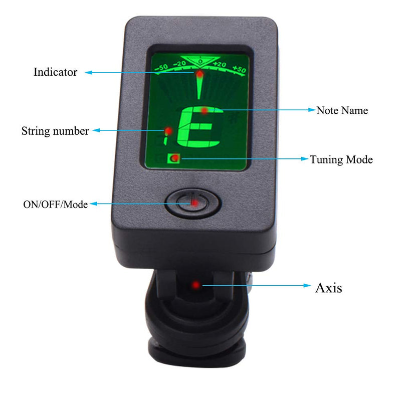 Guitar Tuner Clip-On Tuner with Guitar Capo Rosewood Color Capo for Acoustic Electric Guitar Bass Violin Ukulele
