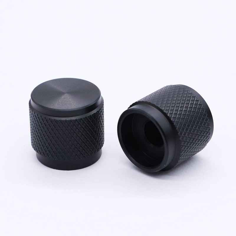 mxuteuk 4pcs Black Aluminum Alloy Potentiometer Control Knob Volume Audio Electric Guitar Bass Screw Type 17 x 16mm (dh) KNOB-04-BK