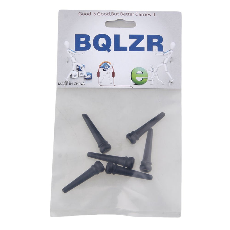 BQLZR Acoustic Guitar Ebony Bridge Pins With Abalone Dot And Brass Circle Skirt Pack of 6 As shown