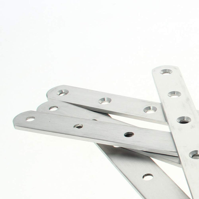 Bettomshin 5 PCS Flat Fixed Straight Bracket Repair Board 7.87" x 0.79"Brushed Stainless Steel Surface Connection Angle Bracket Gusset Plate