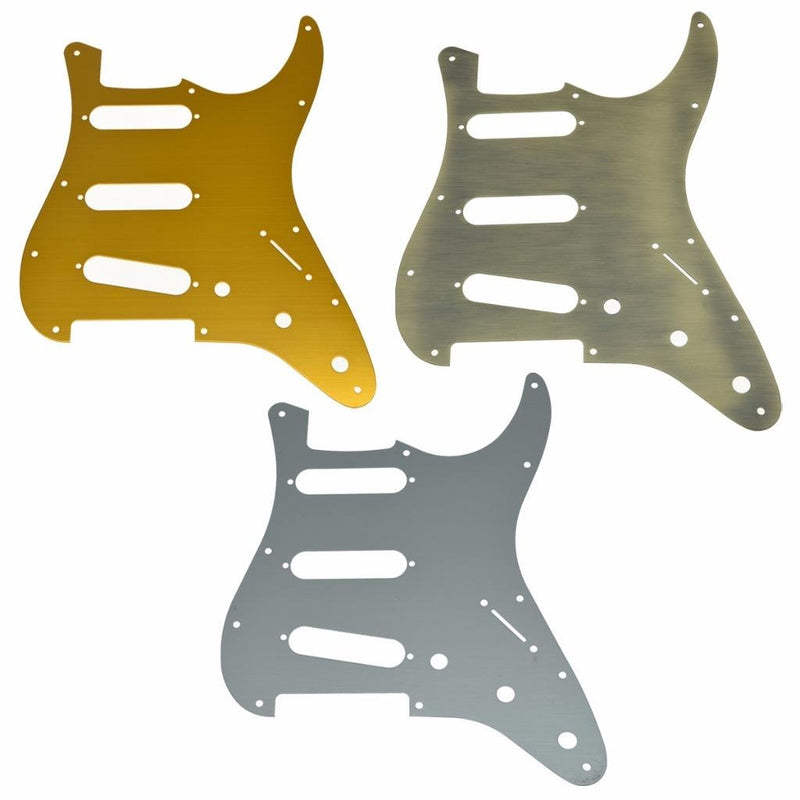 KAISH 11 Hole ST Strat SSS Metal Guitar Pickguard Aluminum Scrach Plate for USA/Mexican Fender Stratocaster Silver