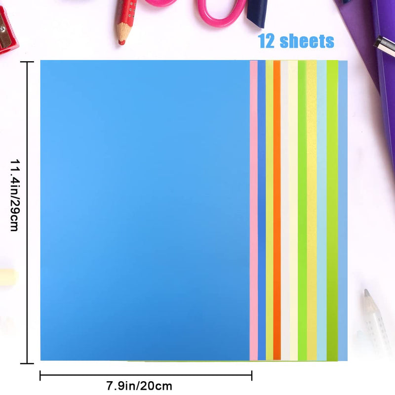 12pcs Colorful Shrink Films Papers, Heat Shrink Plastic Sheets, Shrink Art Paper for Creative Craft, 7.9x11.4in (Style B) Style B