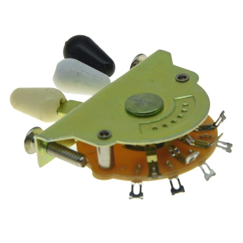 KAISH Guitar 5-Way Pickup Selector Switch Pickup Switch with Black/Ivory/White Tips and Mounting Screws for Strat