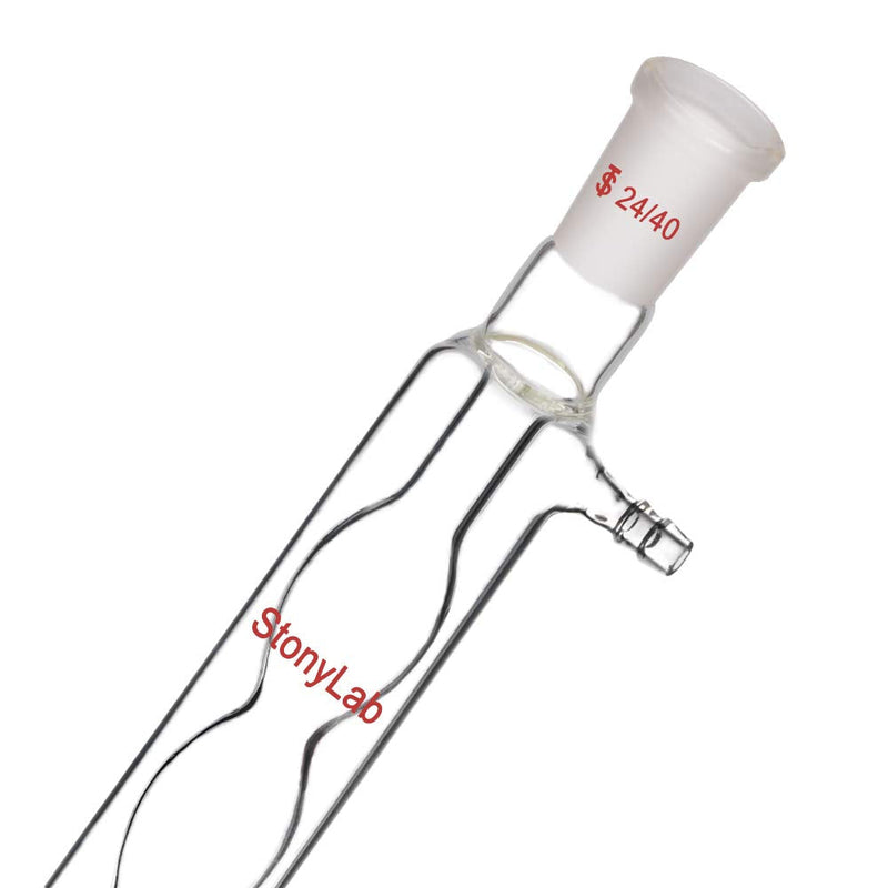 StonyLab Borosilicate Glass Allihn Condenser with 24/40 Joint 400mm Jacket Length Lab Glass Condenser 400 mm