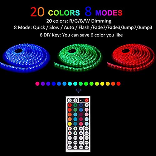 [AUSTRALIA] - Waterproof Led Strip Lights Kit 32.8ft RGB Rope Lights 10m 5050 SMD 300 LEDs 44 Keys IR Remote Controller Lighting Lamp DC12V Power Supply for Indoor Home Tv Bedroom 