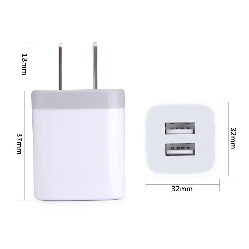 USB Wall Charger Dual USB Charger Adapter 3-Pack 2.1A 2-Port USB Cube Power Adapter Wall Charger Plug Charging Block Cube Compatible for iPhone 8/7/6 Plus/X, iPad, Samsung Galaxy S5 S6 S7 Edge,LG, HTC 3-Pack (White, Purple, Blue)