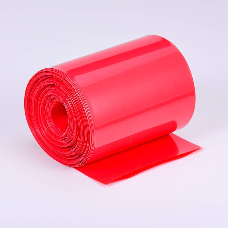 Bettomshin 1Pcs 3.35 inch Flat Width Battery Heat Shrink Tubing DIY Battery PVC Heat Shrink Wrap Tube 32.8 Ft Length Red for Four Section 18650 Battery 1