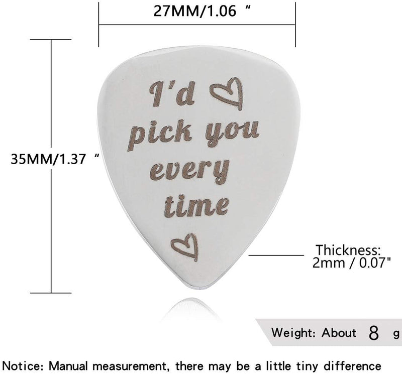 Valentine’s Day gift I Will Pick You up Every Time Guitar Pick Keychain Wedding Anniversary Gift for Musician Husband Boyfriend Fiance