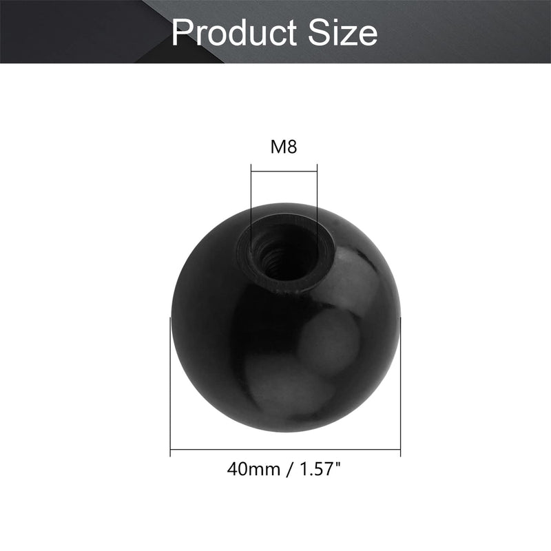 [AUSTRALIA] - Othmro 5Pcs Threaded Ball Knobs, 1.57Inch Dia 0.31Inch Thread M8 Female Thread Black Bakelite Handle Thermoset Ball Knob for Lawn Mowers Exercise Equipment Machinery Valves Spigots (AM8x40) M8*40mm 