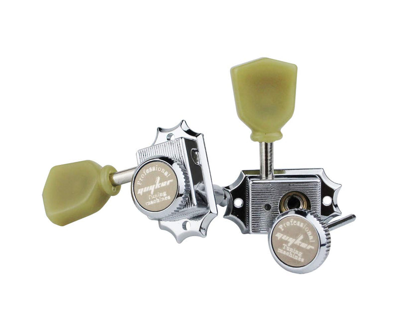 [AUSTRALIA] - Guyker 6Pcs Guitar Locking String Tuning Pegs (3R + 3L) – 1:15 Vintage Deluxe Style Tuners Key Machine Heads Set with Keystone Knob Replacement for Les Paul Style Electric or Acoustic Guitar - Chrome 