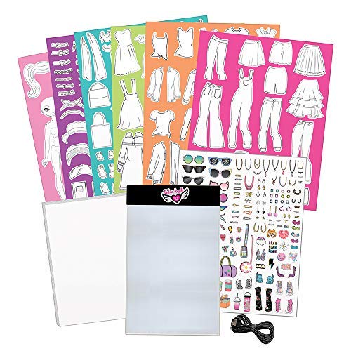 Fashion Angels Fashion Design Light Pad Sketch Set 12521 Light Up Tracing Pad, Includes USB, Ultra Thin Tablet,multi