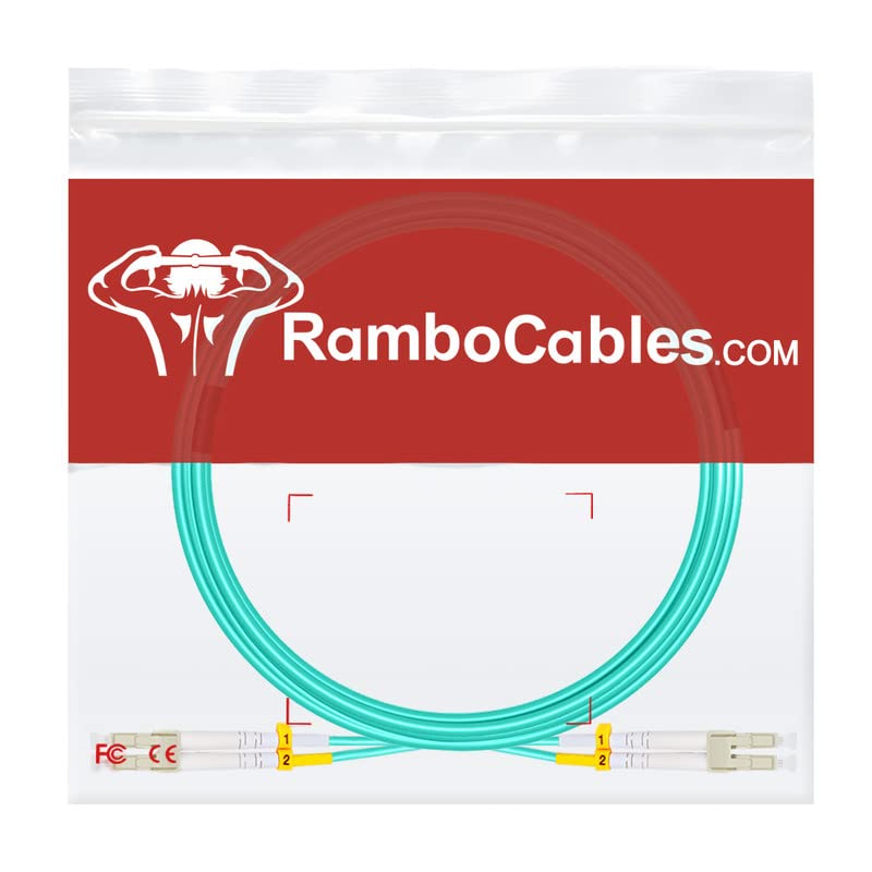 RamboCables 15m(49ft) OM3 LC LC Fiber Patch Cables MMF Multimode, Options 0.2m~122m, LC to LC Fiber Optic Patch Cords Duplex, 50/125μm 10G LSZH 49ft/15m LC-LC