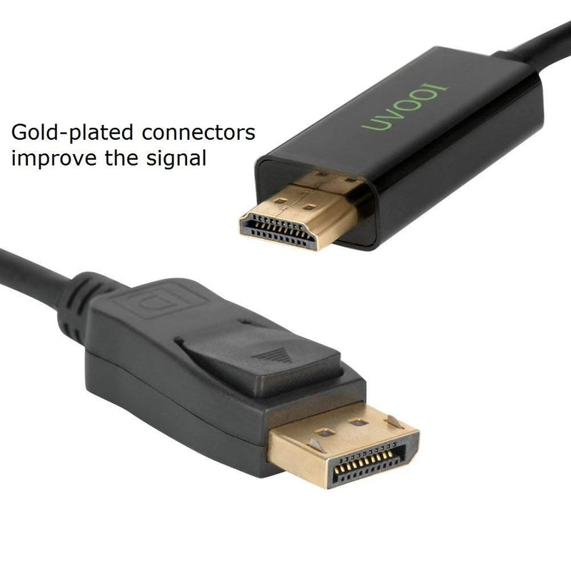 DisplayPort to HDMI HDTV Cable 3 feet, Display Port DP to HDMI Cable Male to Male Adapter 1080P Support Video and Audio - Gold-Plated