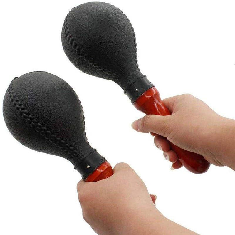 Percussion Maracas Shakers Rattles Sand Hammer Percussion Instrument with ABS Plastic Shells and Wooden Handles for Live Performances and Recording Sessions (Black) Black