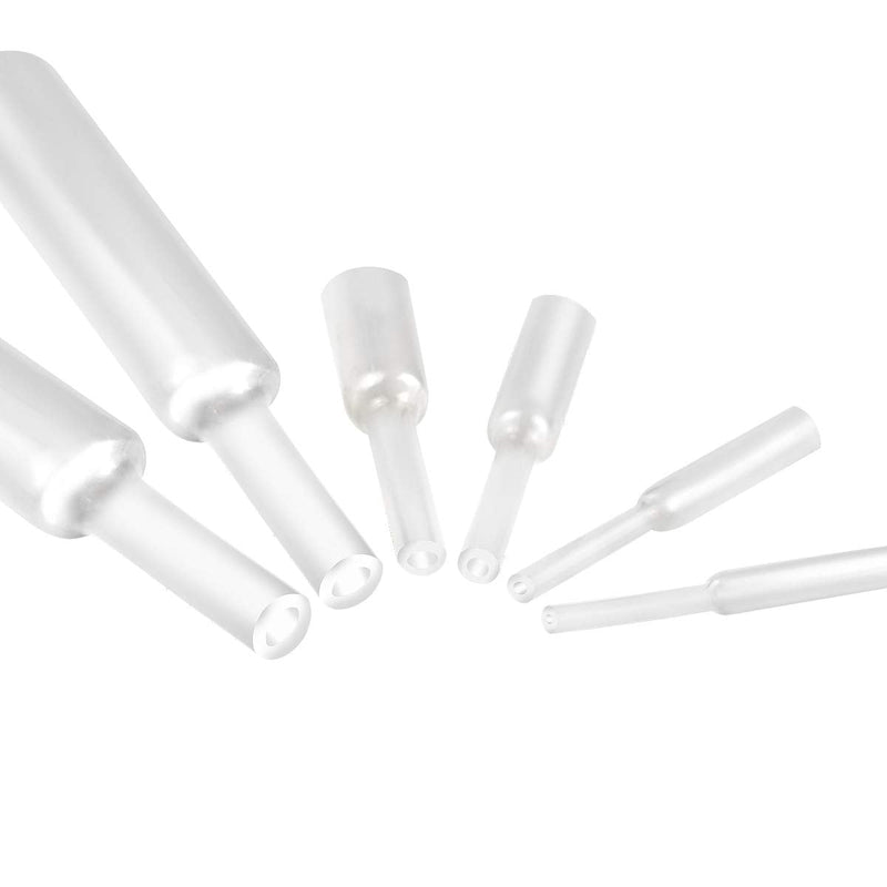 XHF 205 PCS 8 Size Length 3.5" Clear 3:1 Waterproof Automotive Electrical Heat Shrink Tubing Assortment Kit Marine Grade Adhesive Lined Tube, Insulation Sealing Oil-Proof Wear-Resistant 3:1 (Clear Kit) 1