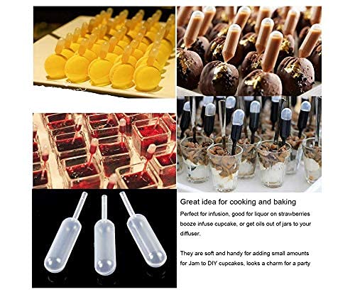 300 Pieces 4ml Cupcake Pipettes, Food Grade Plastic Disposable Pipettes Mini Liquid Injector (300-A) 300-A