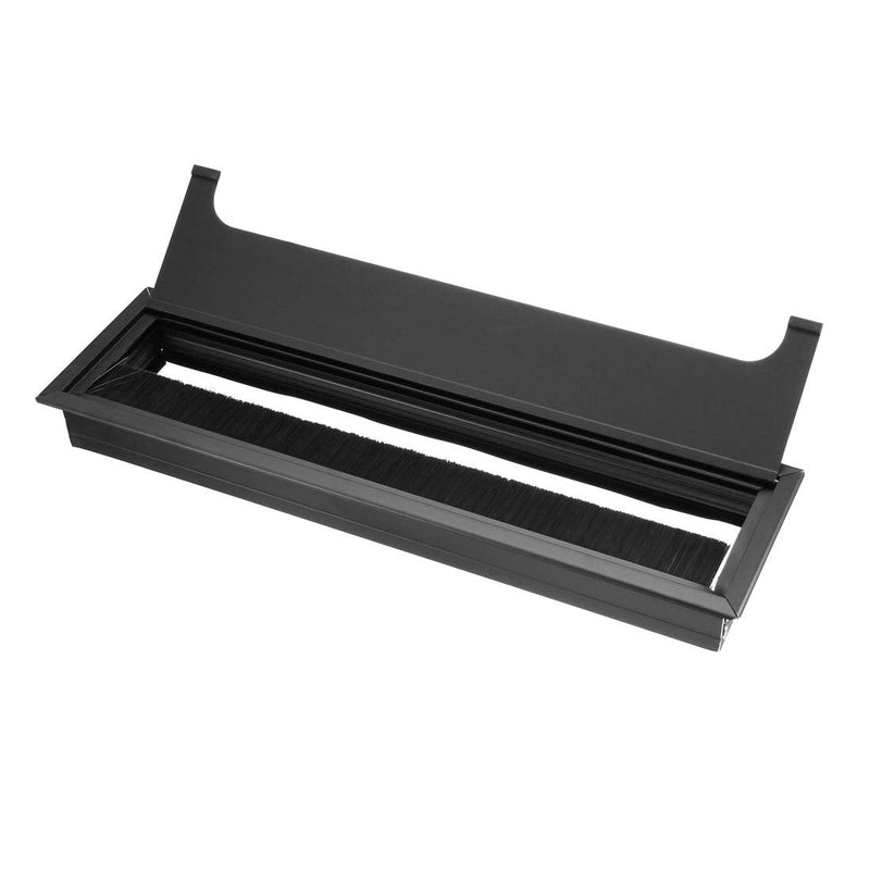 uxcell Cable Hole Cover, 269mm x 68mm Aluminum Alloy Desk Grommet for Wire Organizer Black