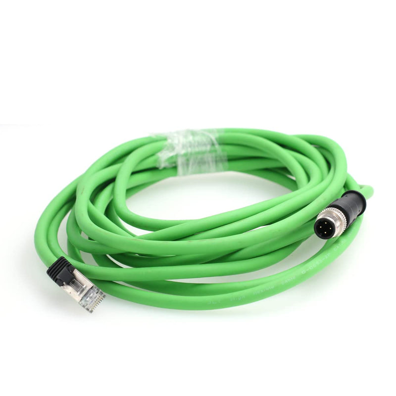 Eonvic M12 4 Pin D-Code to RJ45 Gigabit Cognex Industrial Camera Network Cord CAT5 Shielded Cables (Green, 1M) Green