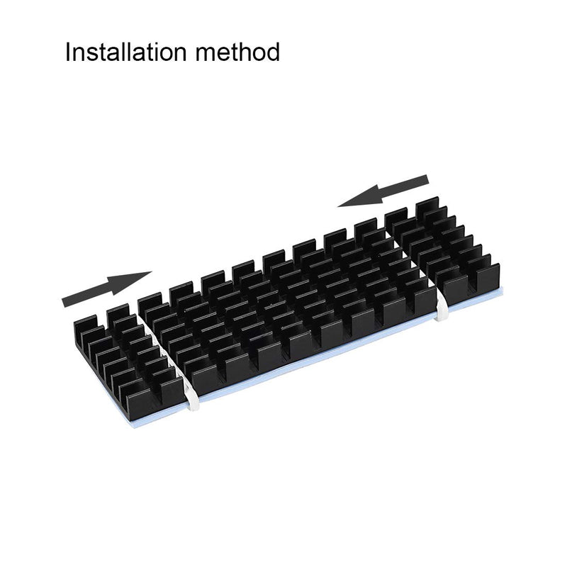 uxcell M.2 Aluminum Heatsink Kit 70x22x6mm Slotted Design Black with Silicone Thermal Pads for 2280 SSD