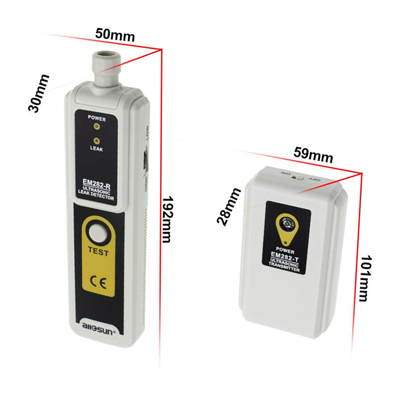 ALLOSUN Gas Leak Detector Ultrasonic Leak Tester Gas Sniffer Transmitter with Headphone, White (EM282)
