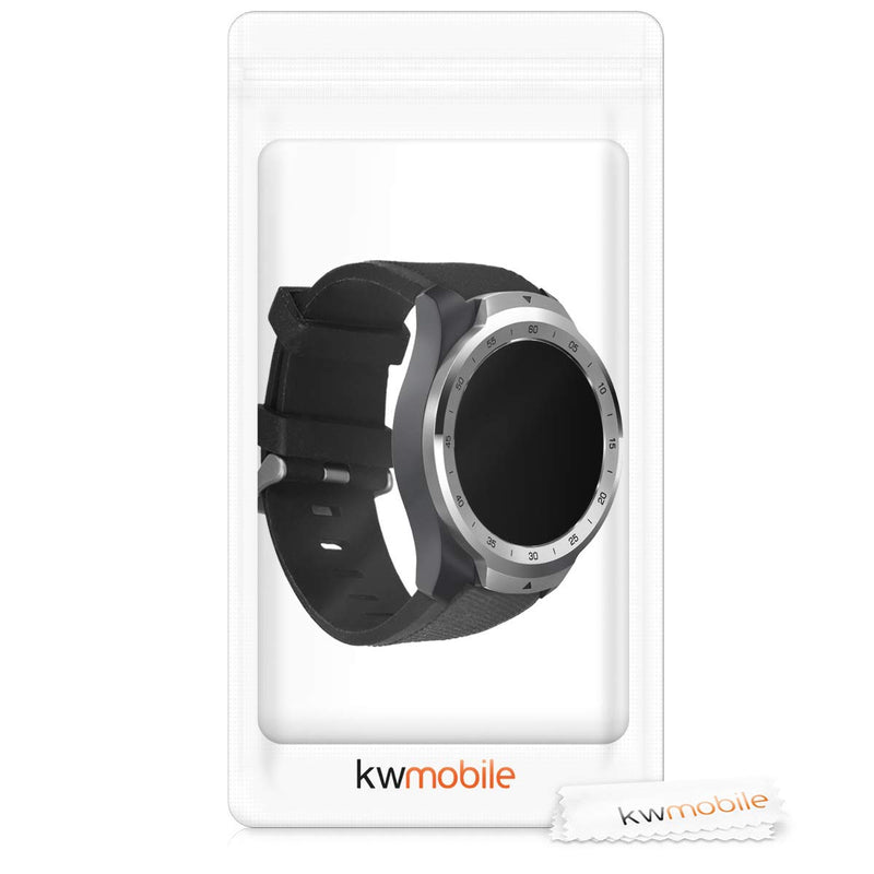 kwmobile Watch Band Compatible with Ticwatch Pro Smartwatch - Watch Band Replacement Silicone Strap - Black Large