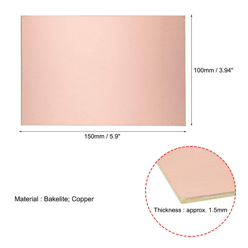 uxcell Single-Sided Copper Clad Laminate PCB Circuit Board, FR4 150x100mm 5.91x3.94 inch, 1.5mm Thickness DIY Prototyping PCB Board, Name Board, 10pcs 10