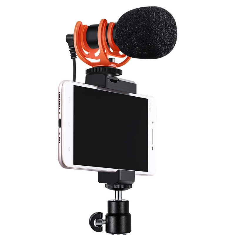 Phone Mount Ring Light Holder Mount Clip Phone Tripod Mount Ring Light Phone Mount Adapter for iPhone+Rotation Mini Ball Head+Hot Shoe Attach Fits Ring Light an Tripod