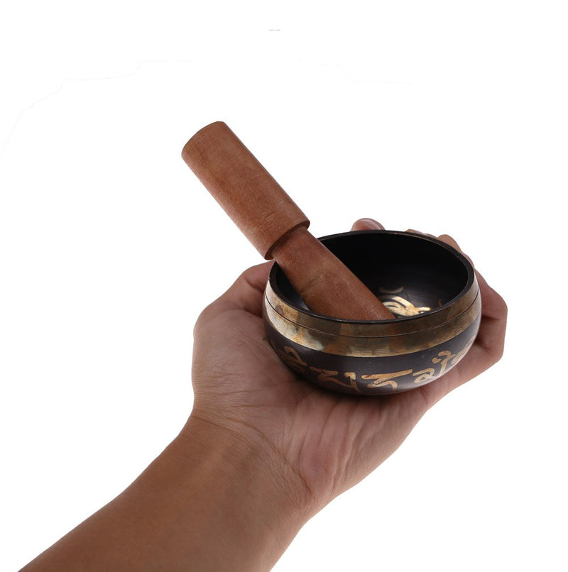 Team-Management 1 Set Handmade Tibetan Bell Metal Singing Bowl with Striker for Buddhism Buddhist Meditation & Healing Relaxation 3 Inch