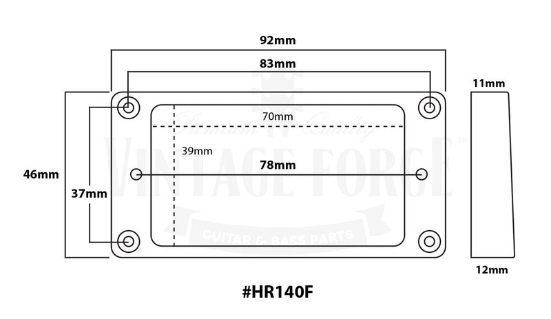 Vintage Forge Black Flat Bottom Humbucker Pickup Mounting Ring Slanted (11mm-12mm) compatible with Epiphone Guitars HR140F-BLK