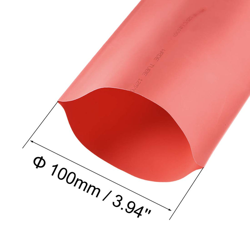 uxcell Heat Shrink Tubing, 4"(100mm) Dia 162mm Flat Width 2:1 Ratio Shrinkable Tube Cable Sleeve 1m - Red