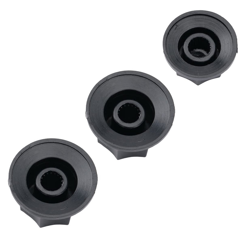 Musiclily Pro Metric Size 18 Splines Jazz Bass Knobs for Asia Import Bass Split Shaft Pots, Black(Set of 3)