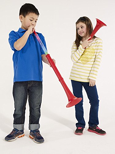 pBuzz Plastic Trombone Musical Instrument - Kids Children Beginner – Red