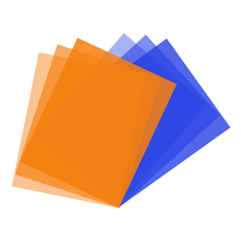 Color Correction Gel Filter 6 Pack 16x20 inches Blue Orange Photography Lighting gels Sheet for Photo Studio Flashlight Led Light