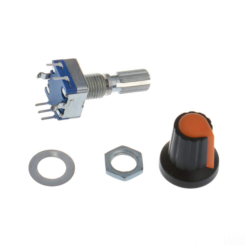 [AUSTRALIA] - Anmbest 10PCS 20mm 5Pins 360 Degree Rotary Encoder Code Switch Digital Potentiometer with Push Button and Orange Knob Cap DIY Kit for Arduino Raspberry pi 